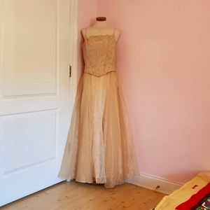 Lenovia Champagne Prom Dress Corset Style Lace up back